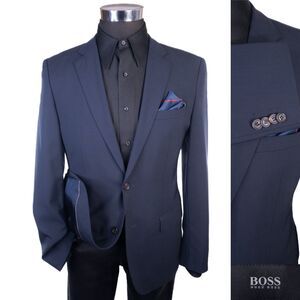 BOSS Hugo Boss JAM75 Blazer Sport Coat Jacket Men’s 38R Solid Blue Wool 2-Button